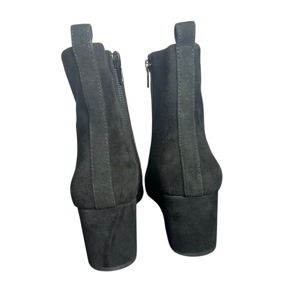 Gianni Bini Black Suede Leather Ankle Boots Block Heel Zip Size 8M - Picture 4 of 11